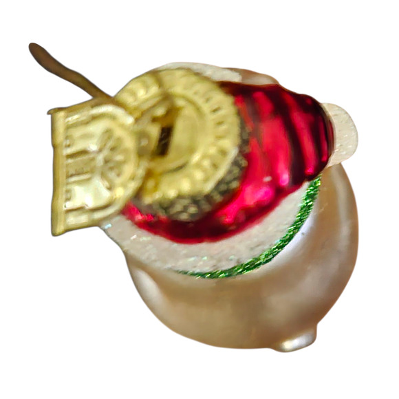 Christopher Radko Pig Ornament Santa Hat Candy Cane 3" Glass Christmas - Picture 5 of 6